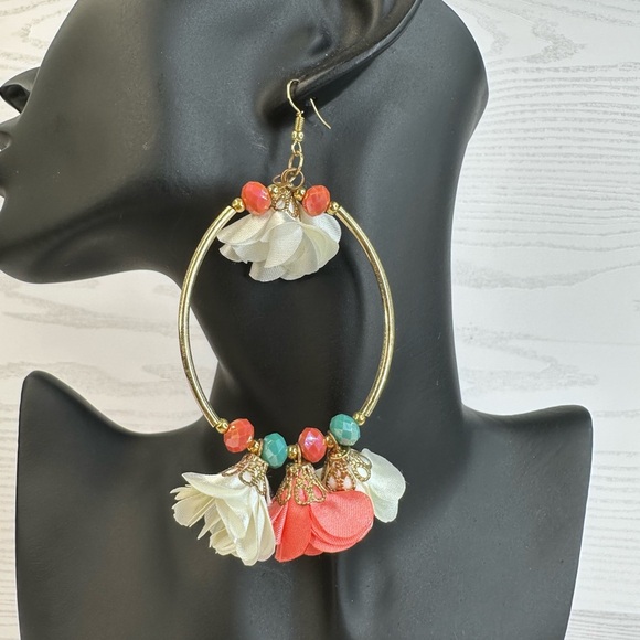 NEW handmade Elegant Multicolor Tassel Hoop Earrings 14k gold platted